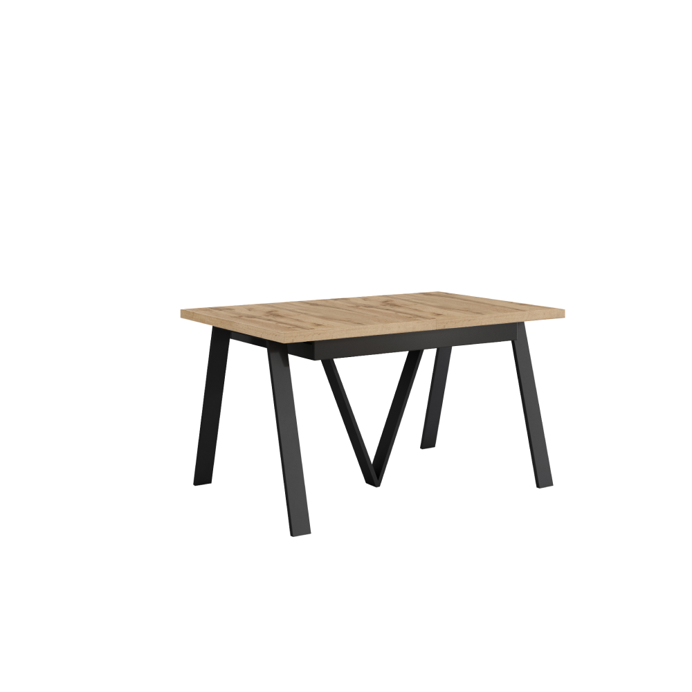 Jedálenský rozkladací stôl, dub wotan/čierna, 140-290x90 cm, AVENY