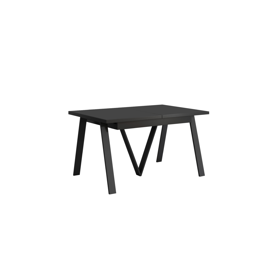Jedálenský rozkladací stôl, matná čierna/čierna, 140-290x90 cm, AVENY