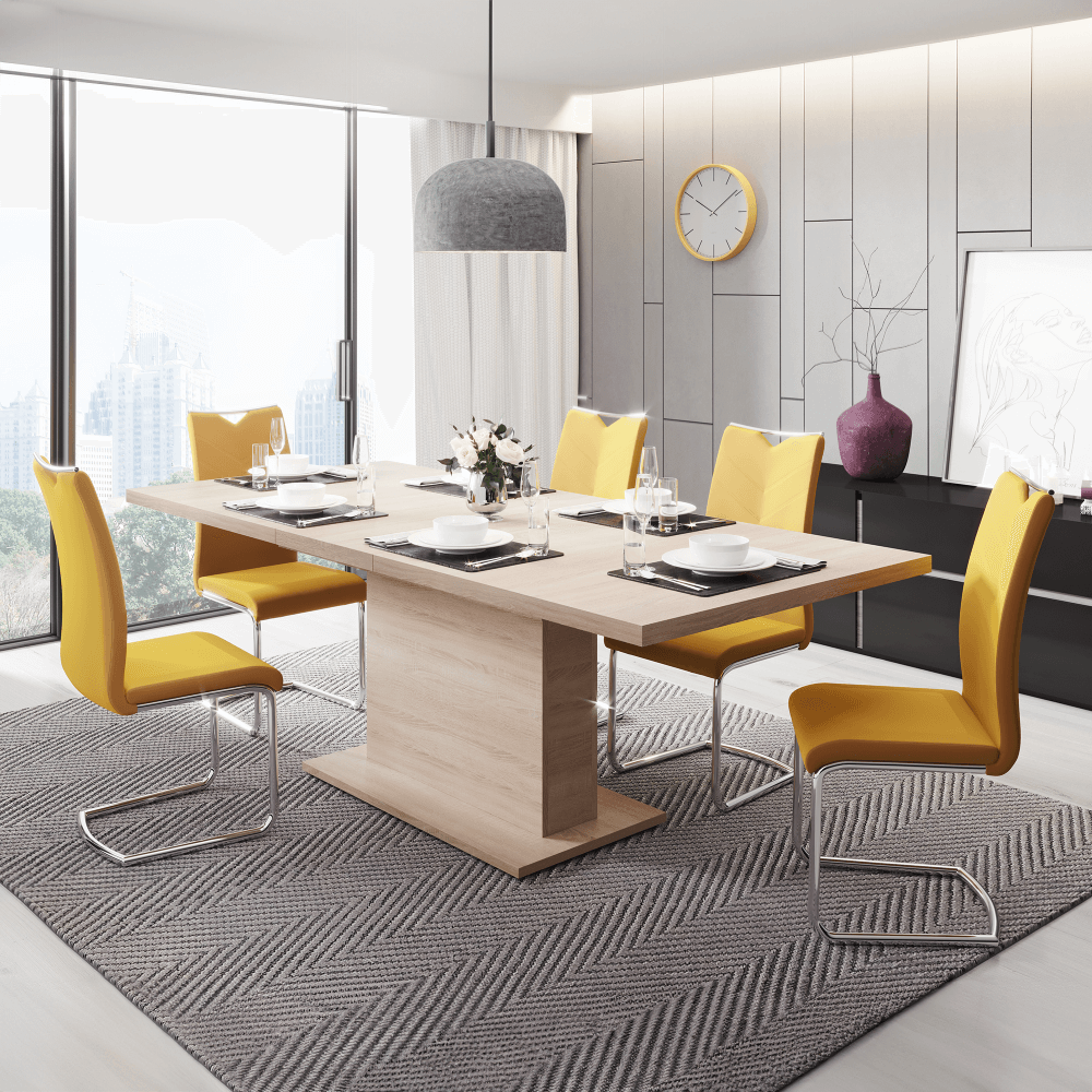 Jedálenský rozkladací stôl, dub sonoma, 160-200x90 cm, BOBA