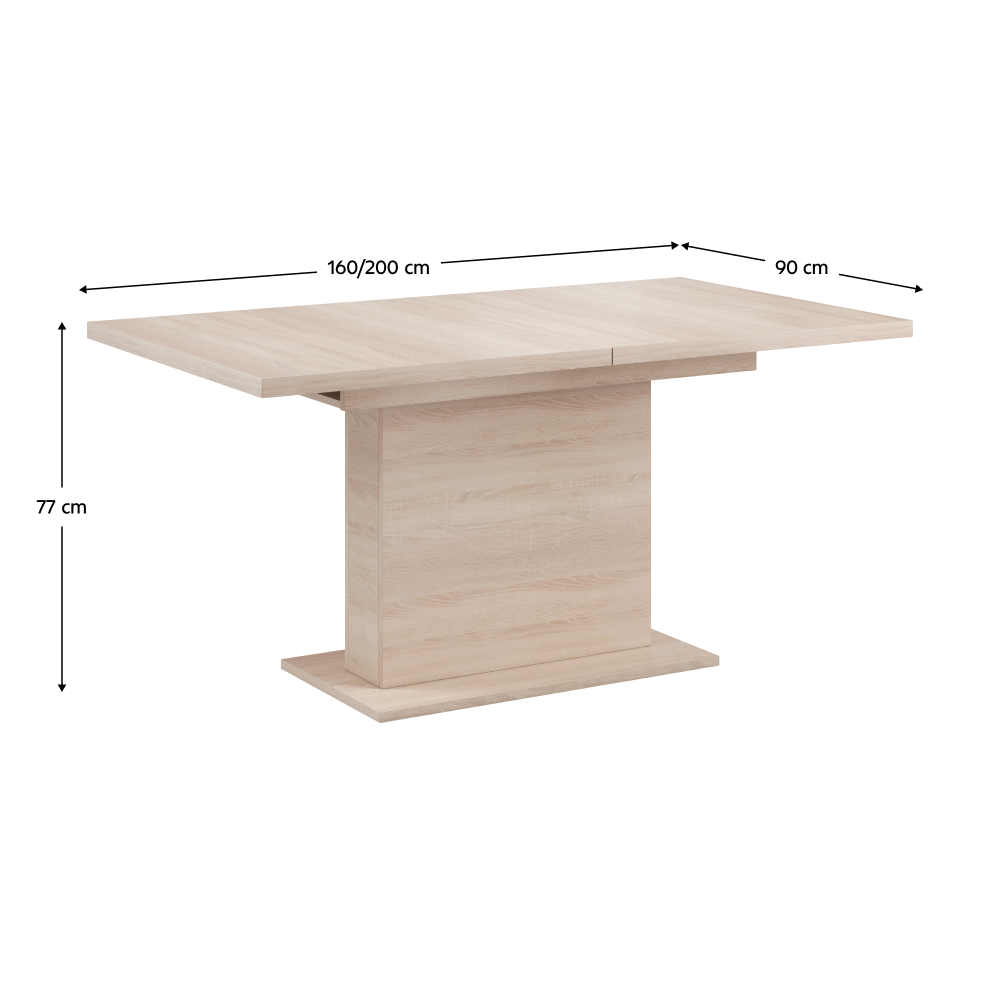 Jídelní stůl, dub sonoma, 160-200x90 cm, BOBA