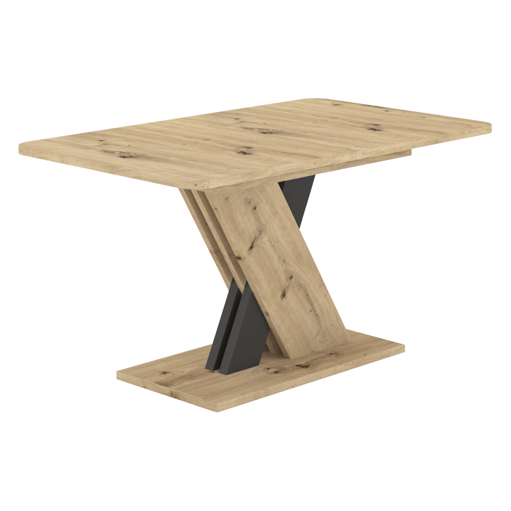 Kihúzható étkezőasztal, artisan tölgy/antracit, 140-180x85 cm, exil