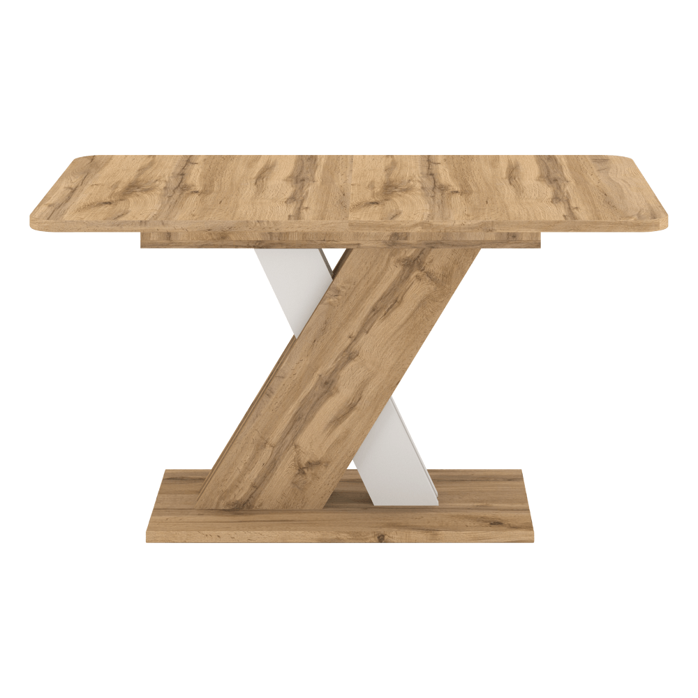 Jídelní rozkládací stůl, dub wotan/bílá, 140-180x85 cm, EXIL