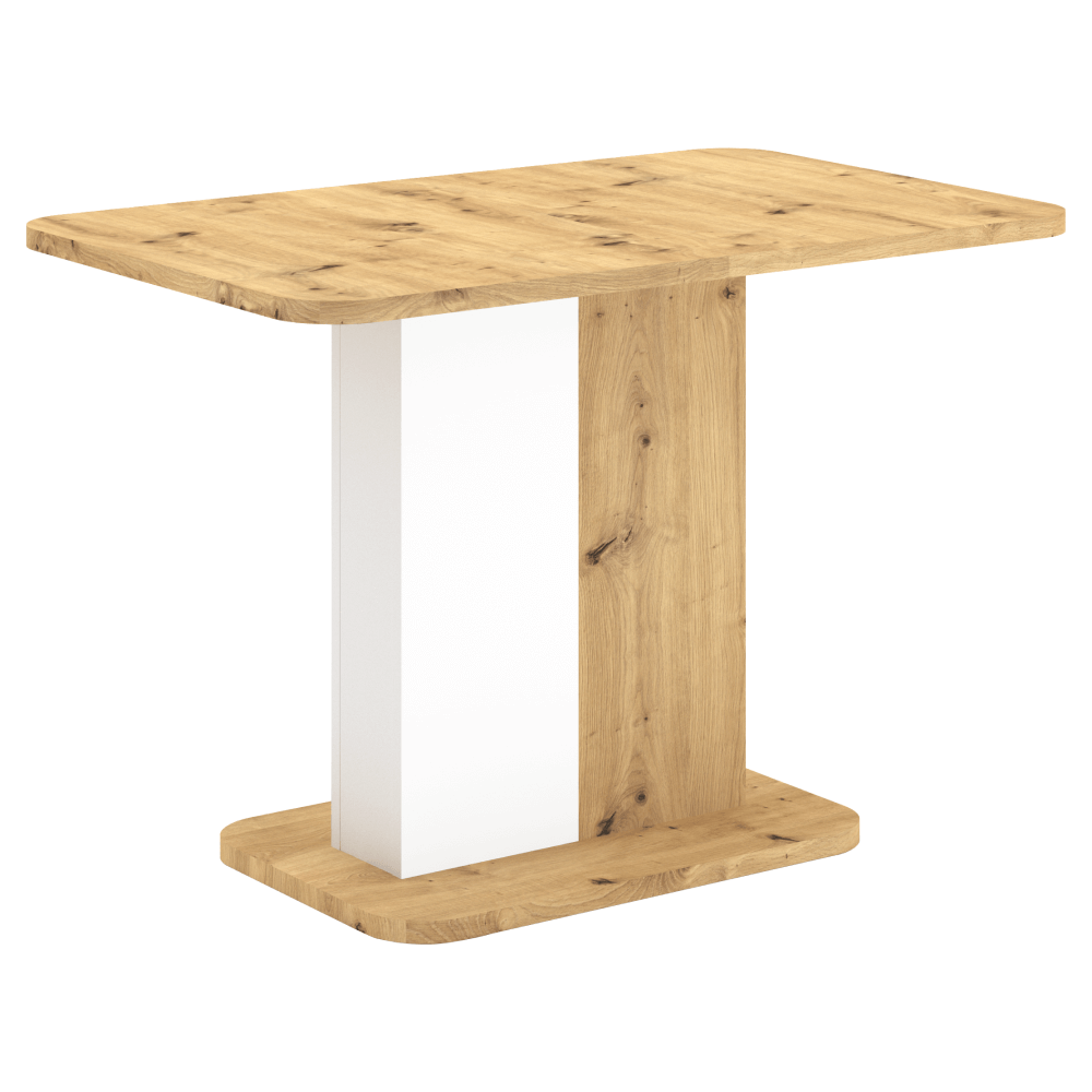 Kihúzható étkezőasztal, artisan tölgy/fehér, 110-145x68,6 cm, NETOX