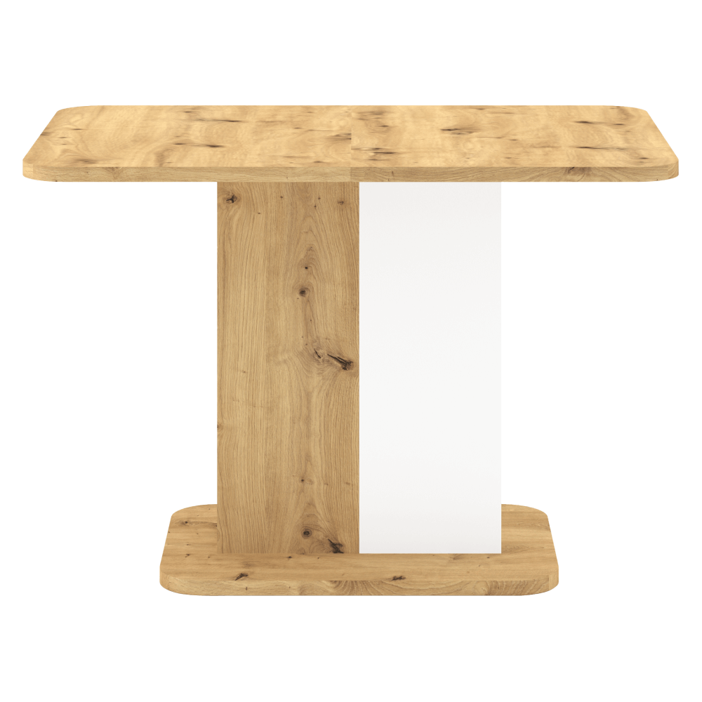 Jídelní rozkládací stůl, dub artisan/bílá, 110-145x68,6 cm, NETOX
