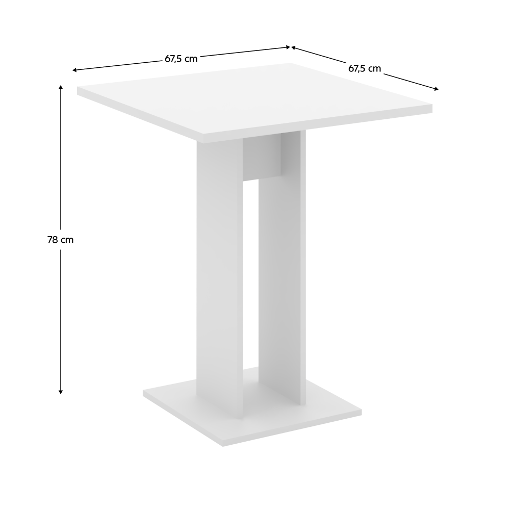 Jídelní stůl, bílá, 67,5x67,5 cm, EVERET