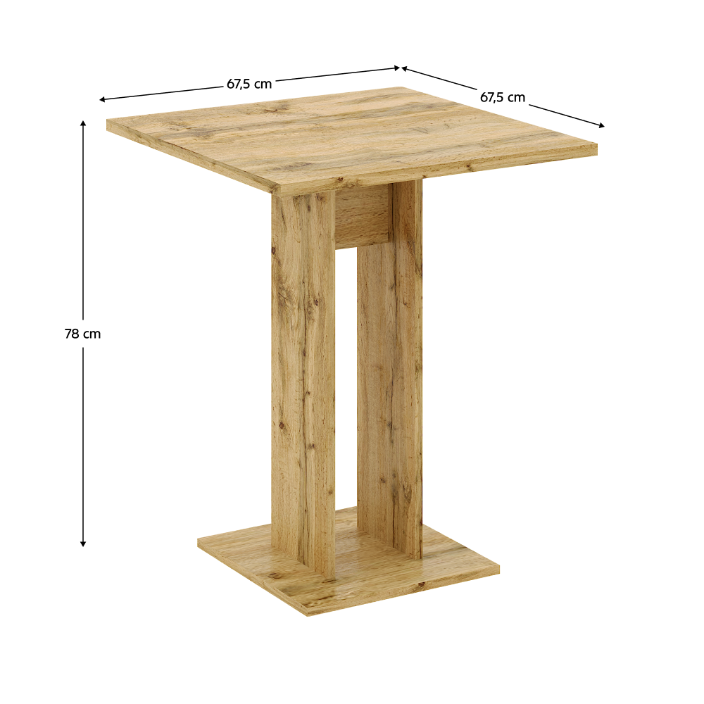 Étkezőasztal, wotan tölgy, 67,5x67,5 cm, EVERET Étkezőasztal, wotan tölgy, 67,5x67,5 cm, EVERET