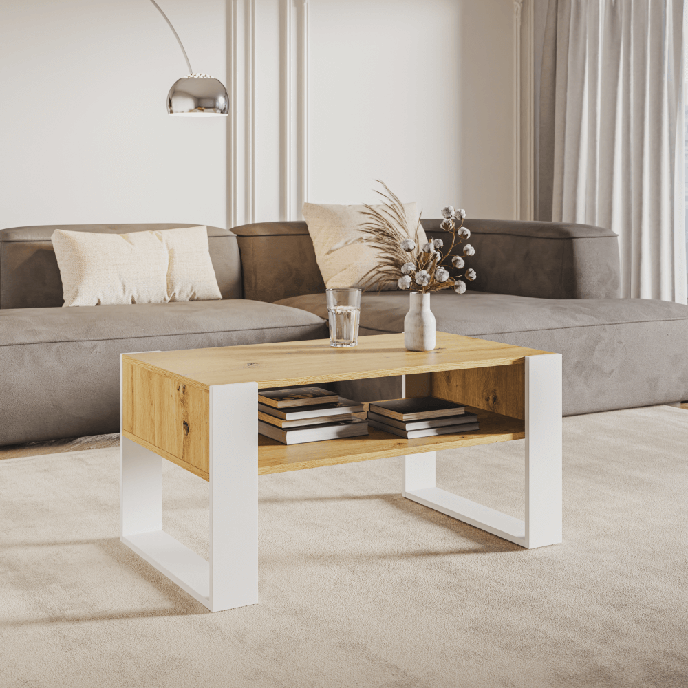 Dohányzóasztal, artisan tölgy/fehér, CARA 1 Dohányzóasztal, artisan tölgy/fehér, CARA 1