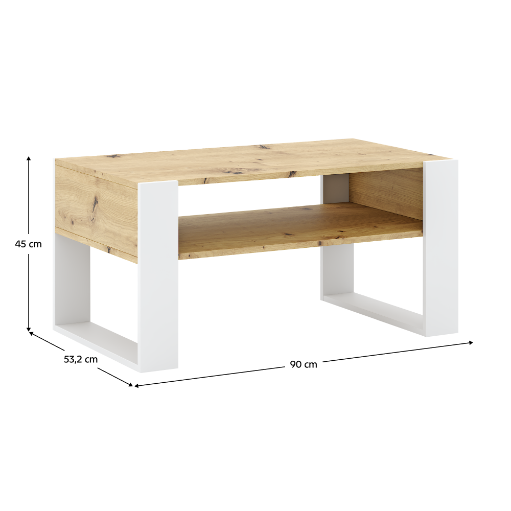 Dohányzóasztal, artisan tölgy/fehér, CARA 1 Dohányzóasztal, artisan tölgy/fehér, CARA 1