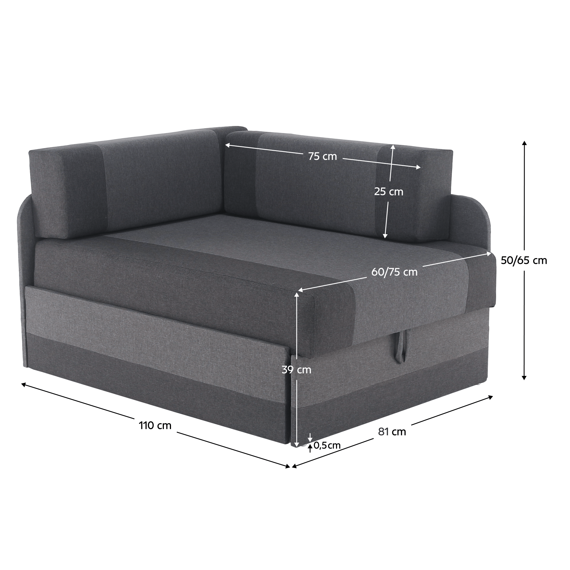 Rozkladacia pohovka, tmavosivá/sivá, MONTES UNI