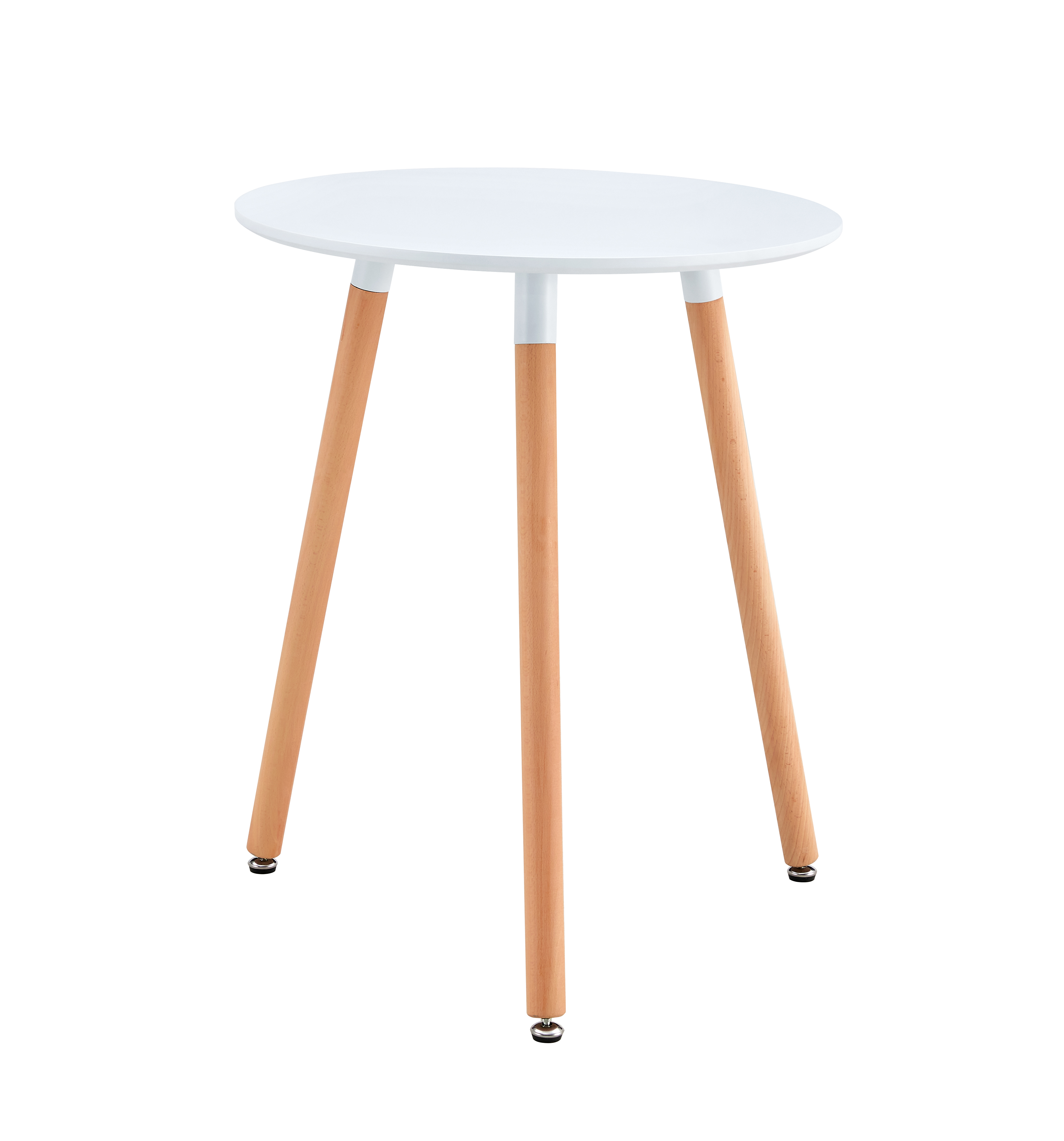 Jedálenský stôl, biela/buk, priemer 60 cm, ELCAN NEW TYP 1
