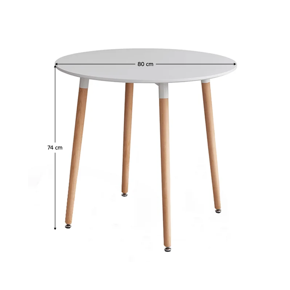 Étkezőasztal, fehér/bükk, átmérő 80 cm, ELCAN NEW TYP 2 Étkezőasztal, fehér/bükk, átmérő 80 cm, ELCAN NEW TYP 2