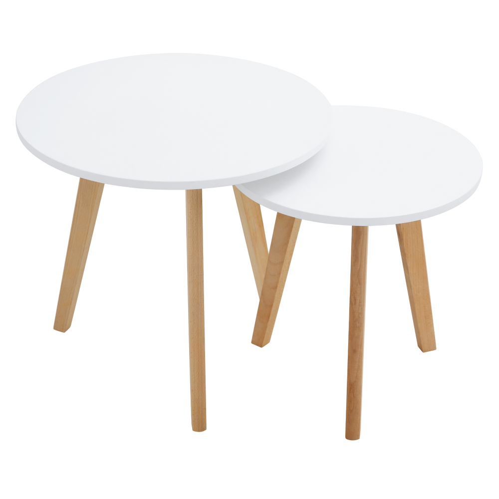 Sada 2 konferenčných stolíkov, biela/buk, MALTO 2 NEW