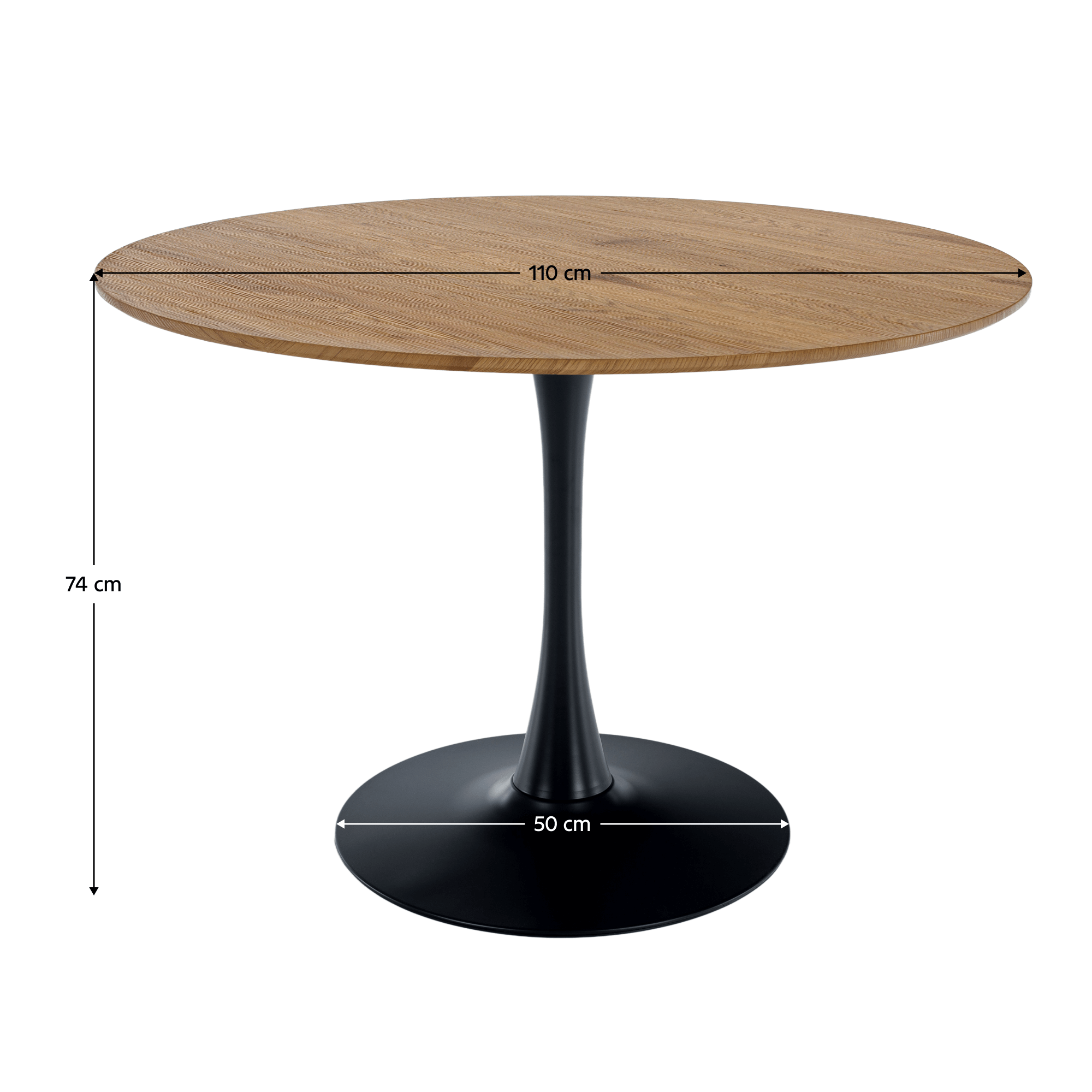 Étkezőasztal, kerek, tölgy/fekete, átmérő 110 cm, REVENTON NEW Étkezőasztal, kerek, tölgy/fekete, átmérő 110 cm, REVENTON NEW