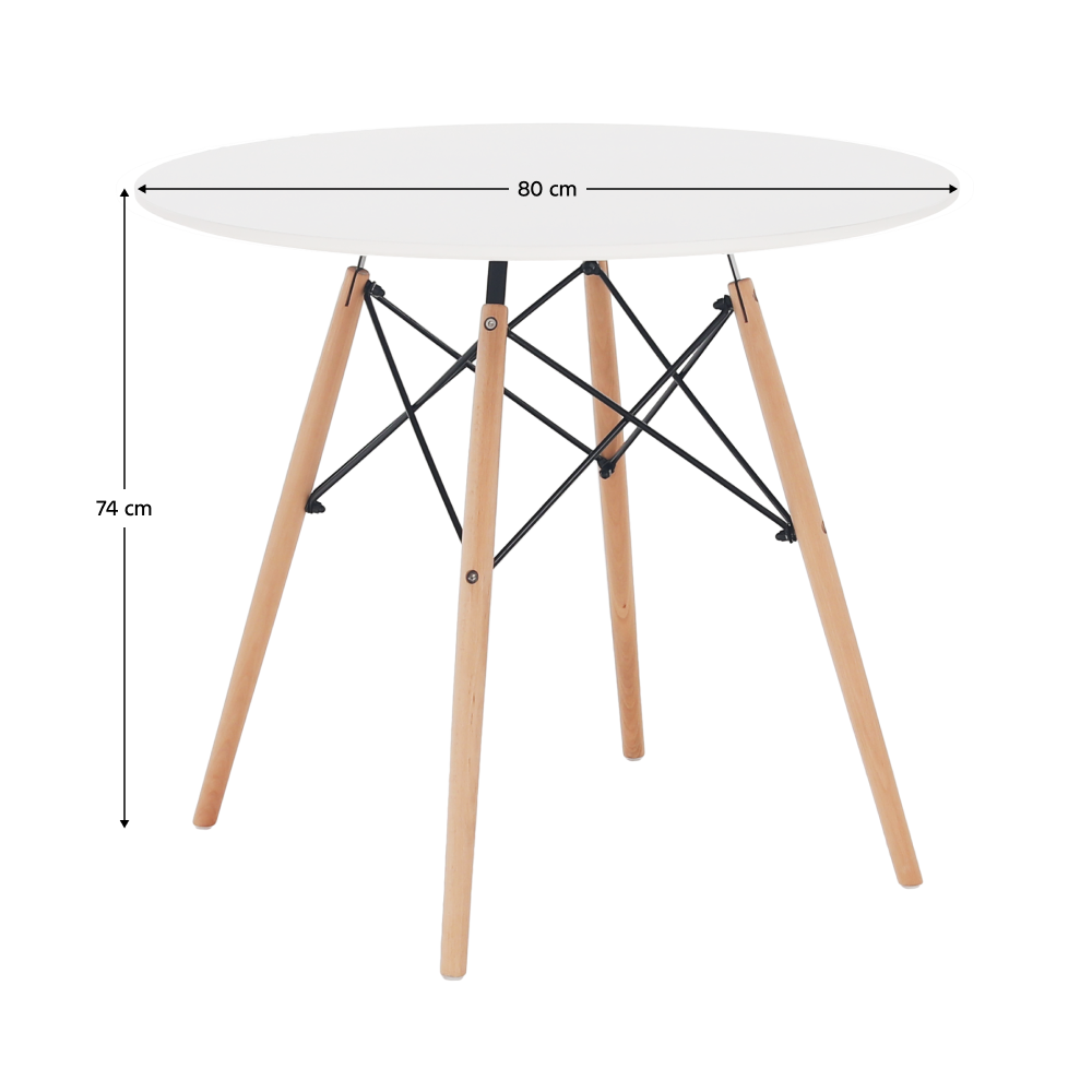Étkezőasztal, fehér/bükk, átmérő 80 cm, GAMIN 2 NEW 80 Étkezőasztal, fehér/bükk, átmérő 80 cm, GAMIN 2 NEW 80