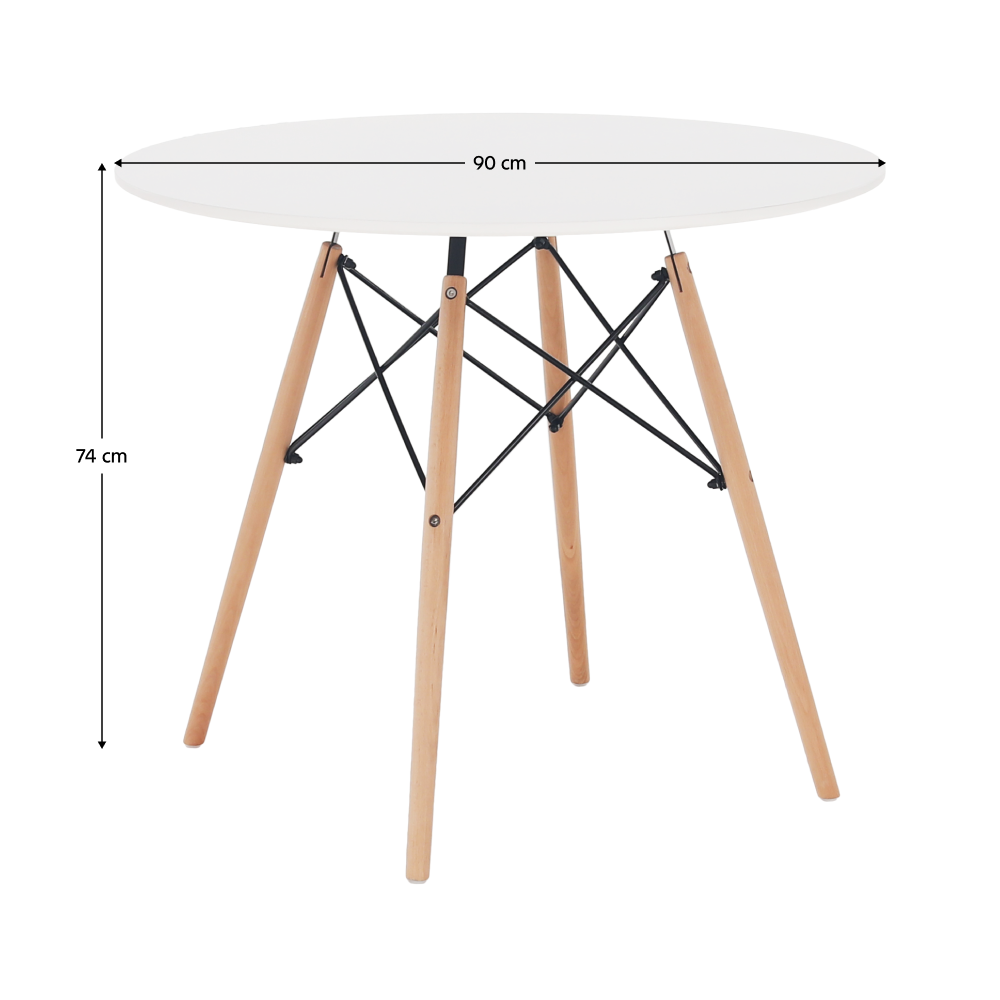 Étkezőasztal, fehér/bükk, átmérő 90 cm, GAMIN 2 NEW 90 Étkezőasztal, fehér/bükk, átmérő 90 cm, GAMIN 2 NEW 90