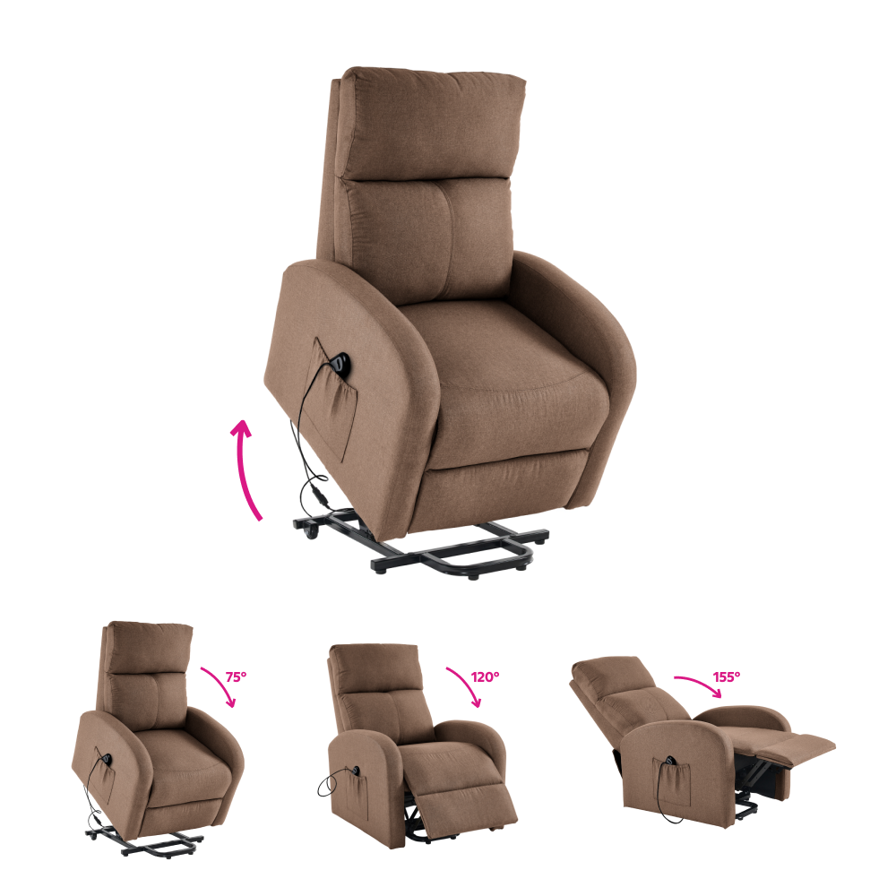 Relaxačné polohovacie kreslo, svetlohnedá, NERIS