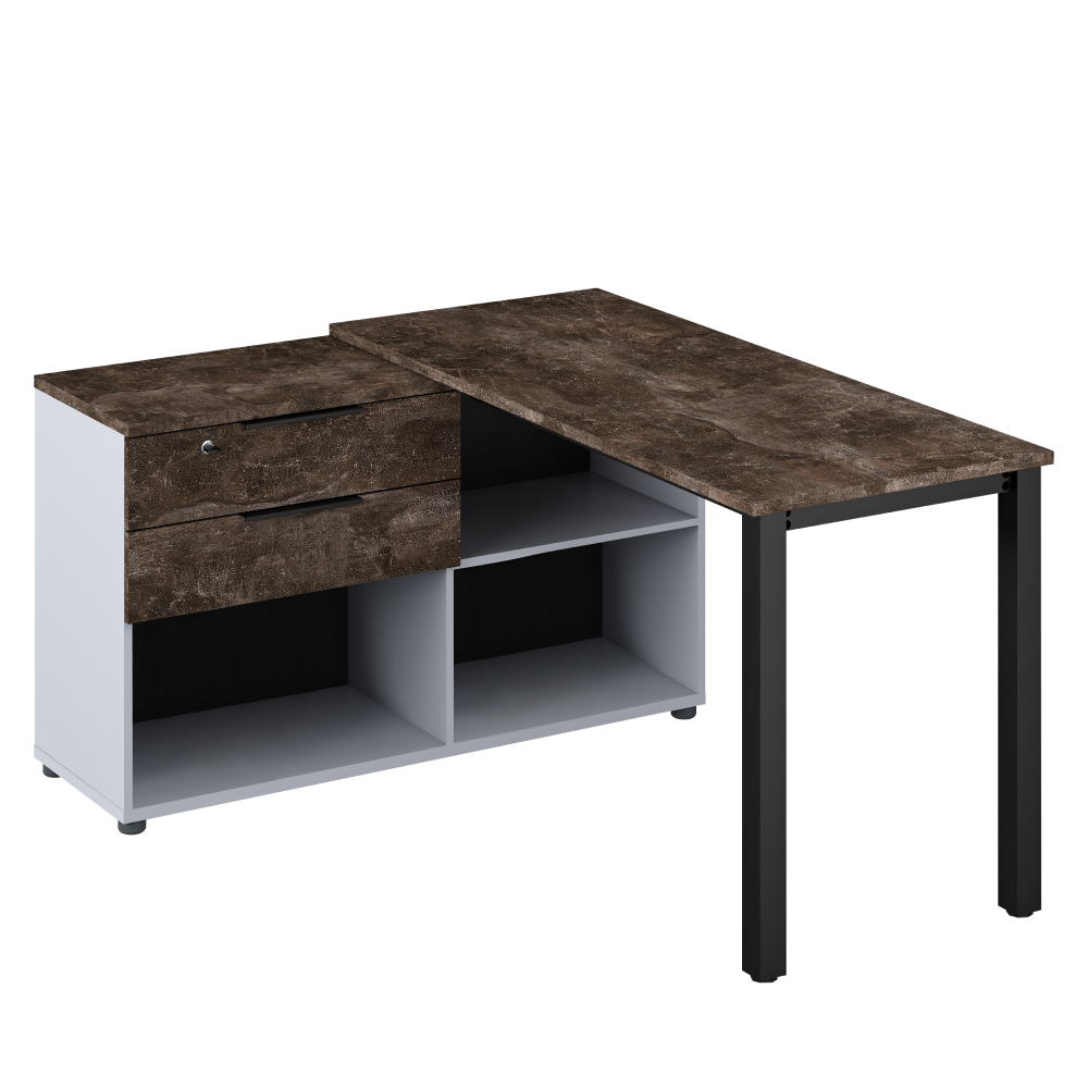 Sarok pc-asztal, szürke/sötét beton, klaudius typ 8