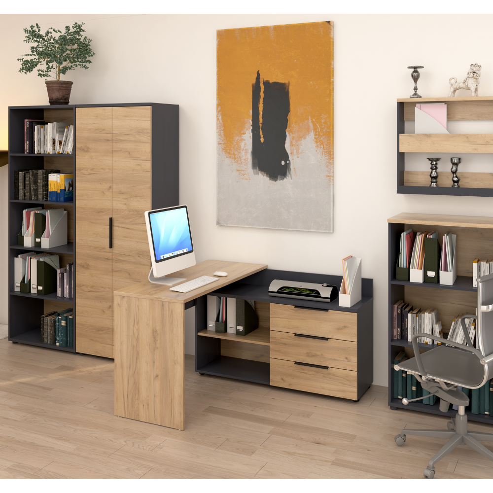 Magas szekrény, grafit/artisan tölgy, KLAUDIUS TYP 2 Magas szekrény, grafit/artisan tölgy, KLAUDIUS TYP 2