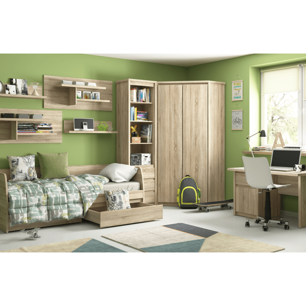 Posteľ 2S, 90x200, dub sonoma, NORTY TYP 28