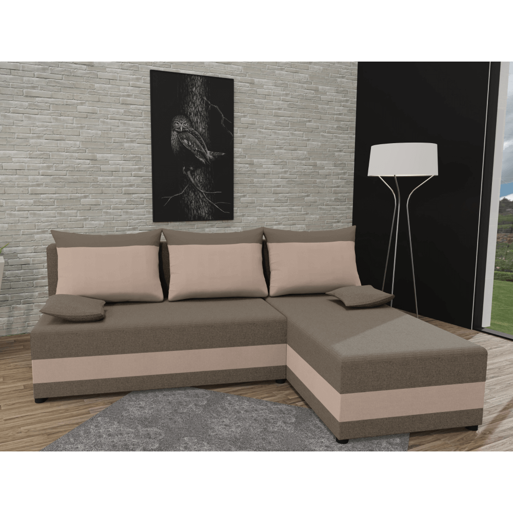 Univerzálna sedacia súprava, hnedá/béžová, PAGI ROH UNI