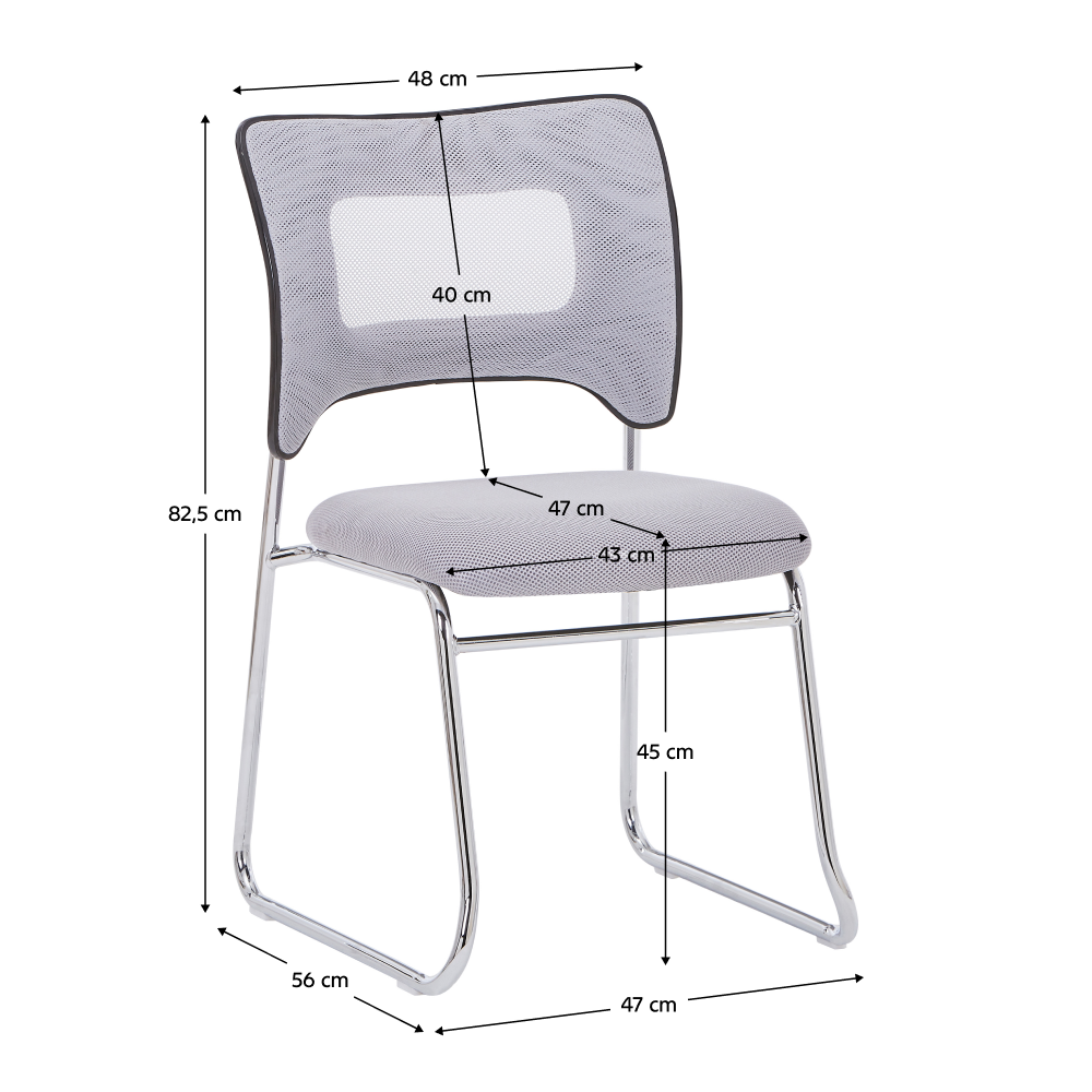Rakásolható szék, szürke/króm, DELOS