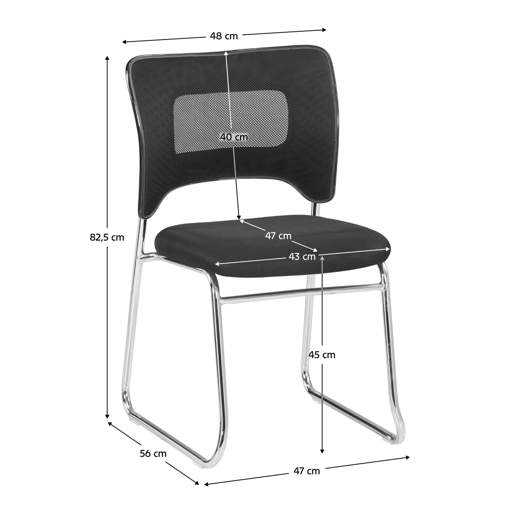 Rakásolható szék, fekete/króm, DELOS