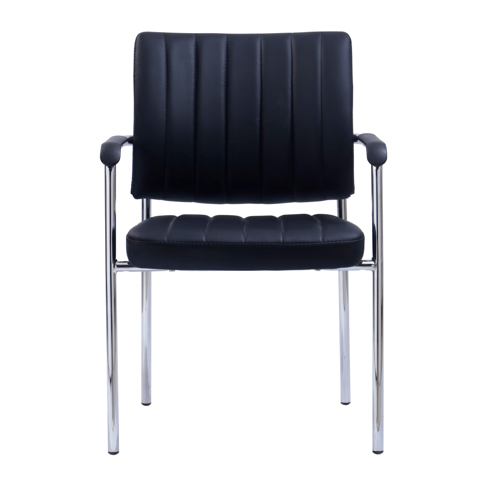 Tárgyalószék, fekete ekobőr/króm, FLORIN