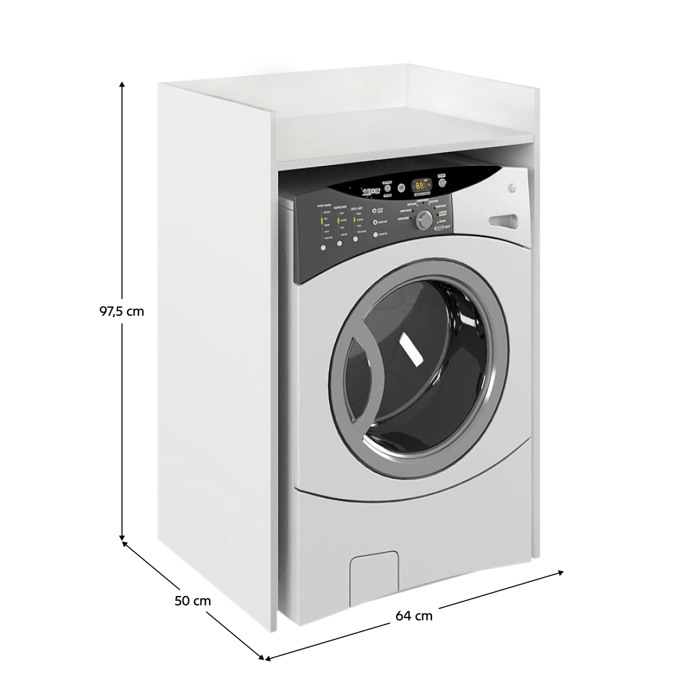 Szekrény mosógéphez, fehér, VOJTO