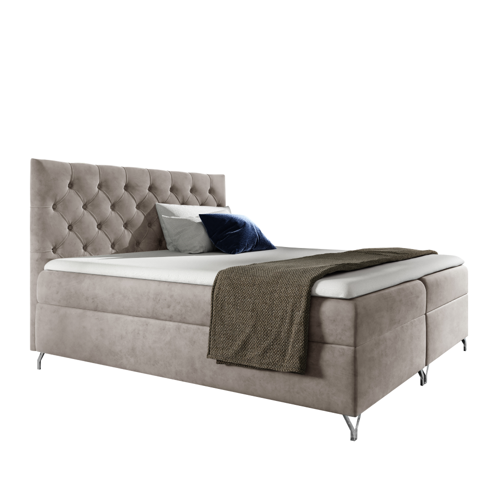 Boxspringová posteľ, 200x200, sivobéžová Taupe látka Velvet, GULIETTE + darček