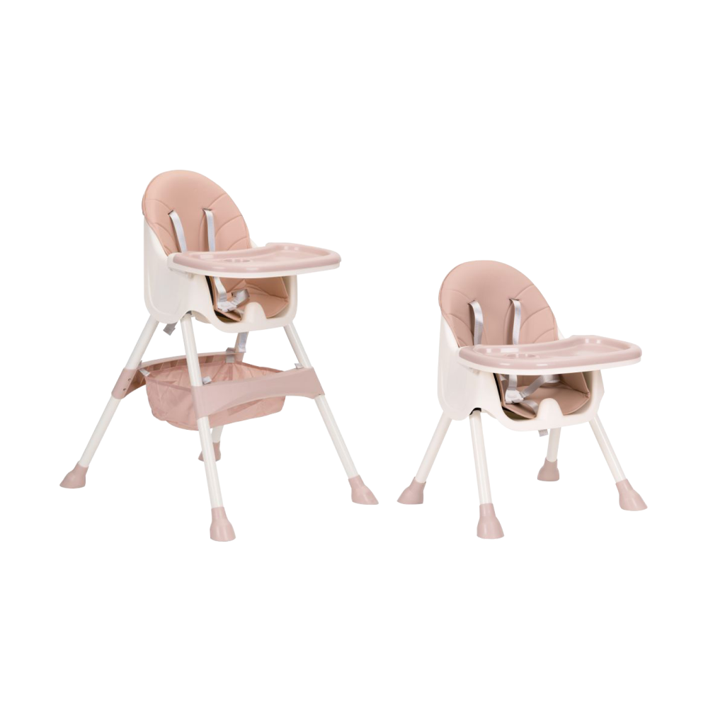 Detská jedálenská stolička 2v1, ružová/biela, LADIA