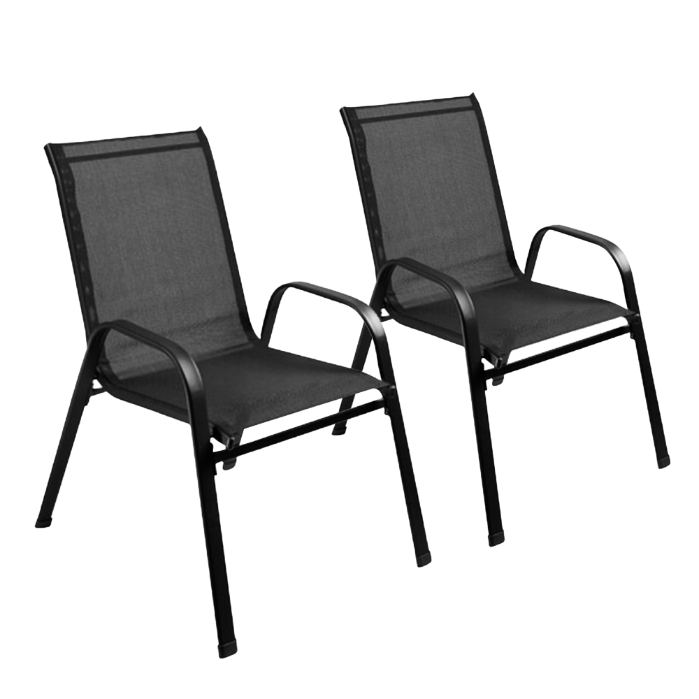 Záhradná stohovateľná stolička, set 2 ks, čierna, ALDIA