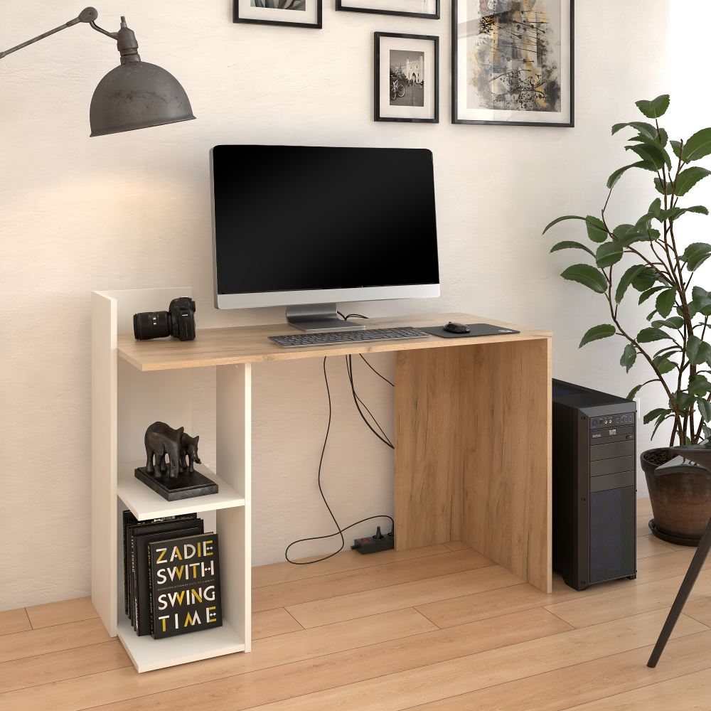 Számítógépasztal, artisan tölgy/fehér, ANDREO NEW Számítógépasztal, artisan tölgy/fehér, ANDREO NEW