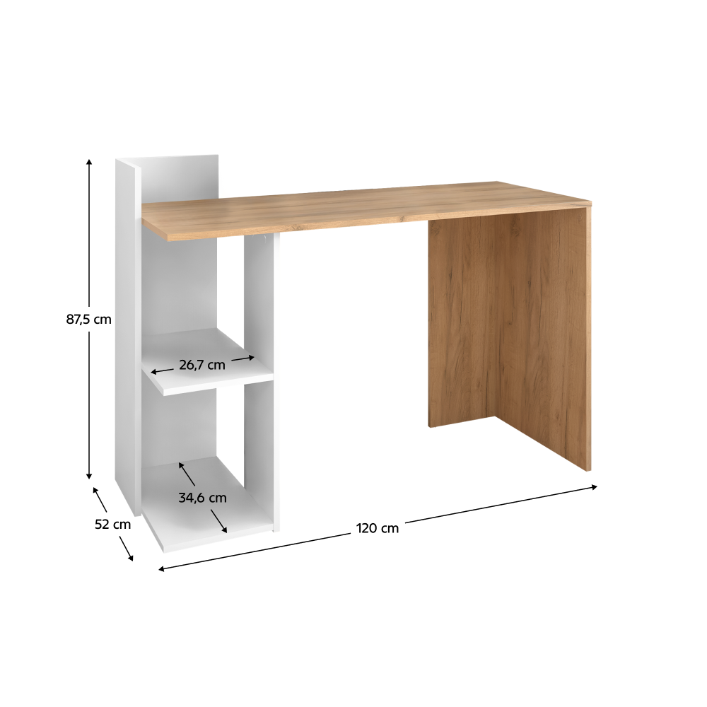 Számítógépasztal, artisan tölgy/fehér, ANDREO NEW Számítógépasztal, artisan tölgy/fehér, ANDREO NEW