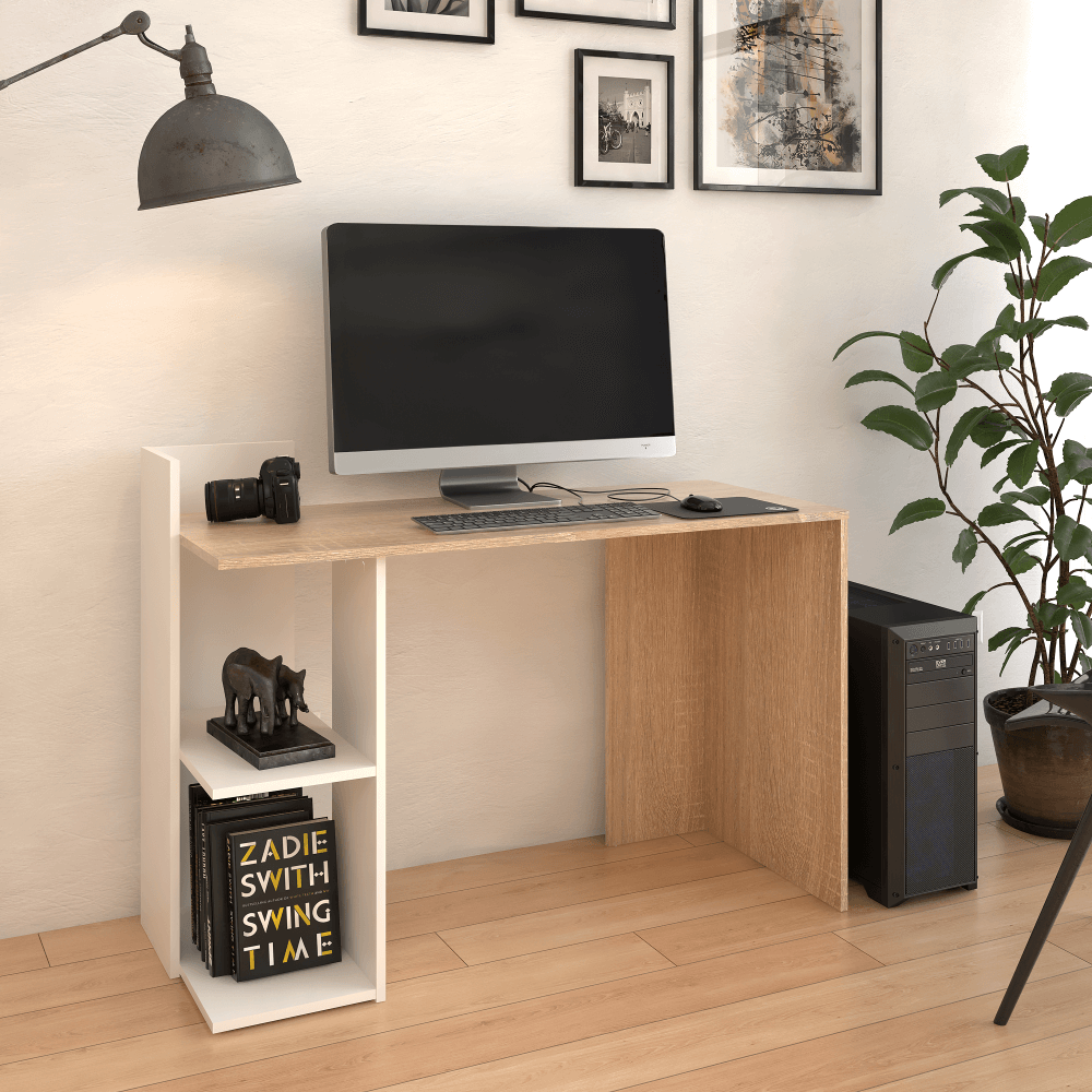 Számítógépasztal, sonoma tölgy/fehér, ZINO NEW Számítógépasztal, sonoma tölgy/fehér, ZINO NEW