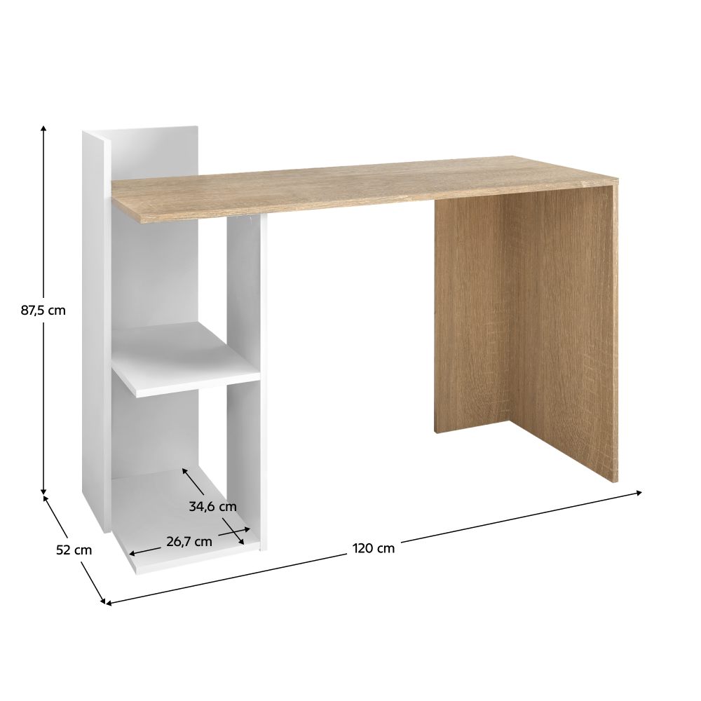 Számítógépasztal, sonoma tölgy/fehér, ZINO NEW Számítógépasztal, sonoma tölgy/fehér, ZINO NEW