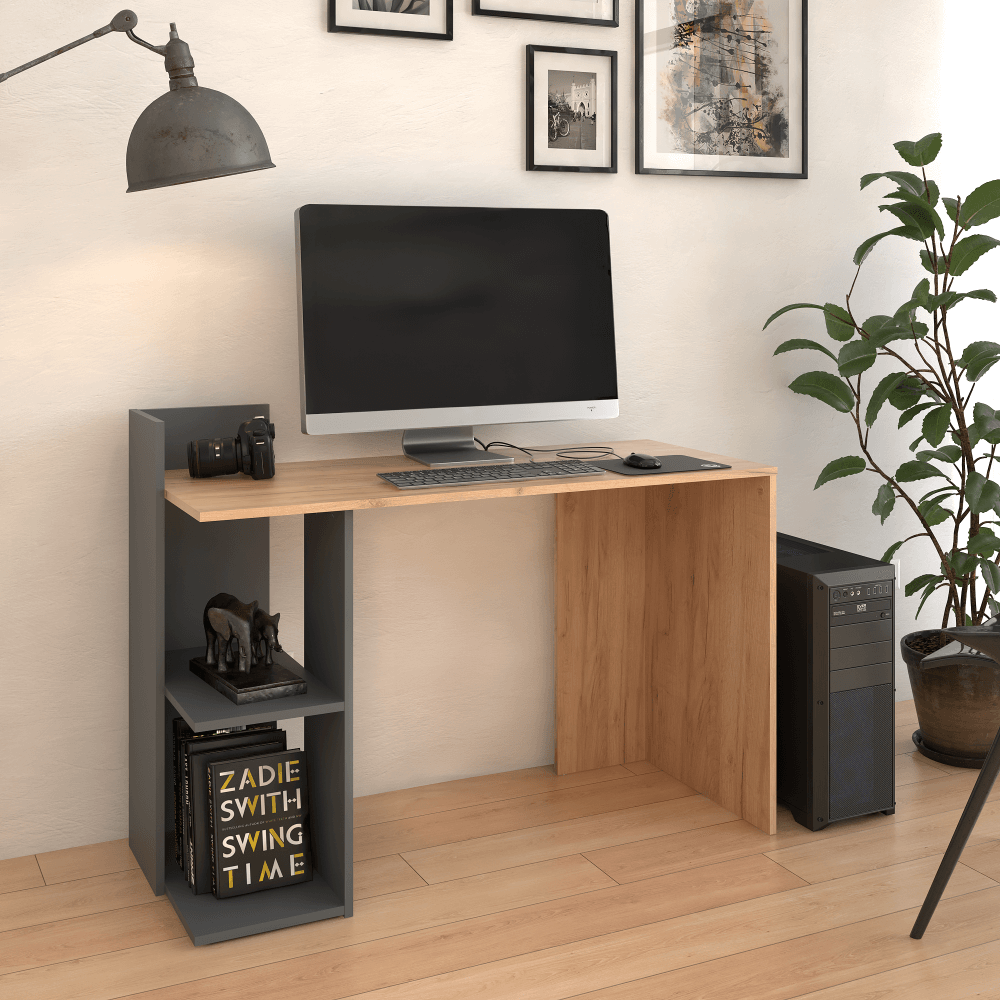 Számítógépasztal, tölgy craft arany/grafit, ZINO NEW Számítógépasztal, tölgy craft arany/grafit, ZINO NEW