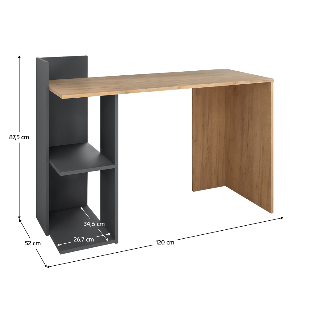 Számítógépasztal, tölgy craft arany/grafit, ZINO NEW Számítógépasztal, tölgy craft arany/grafit, ZINO NEW