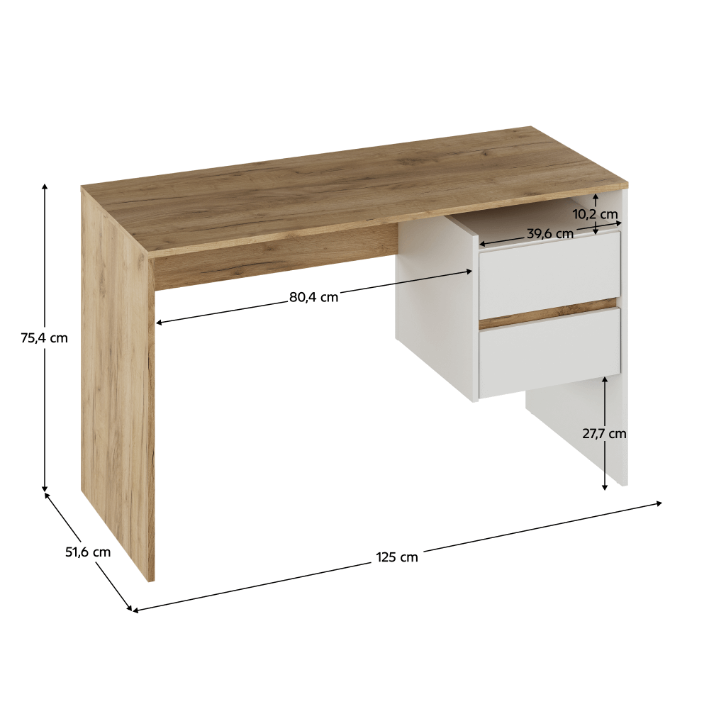 Számítógépasztal, artisan tölgy/fehér, TULIO NEW Számítógépasztal, artisan tölgy/fehér, TULIO NEW