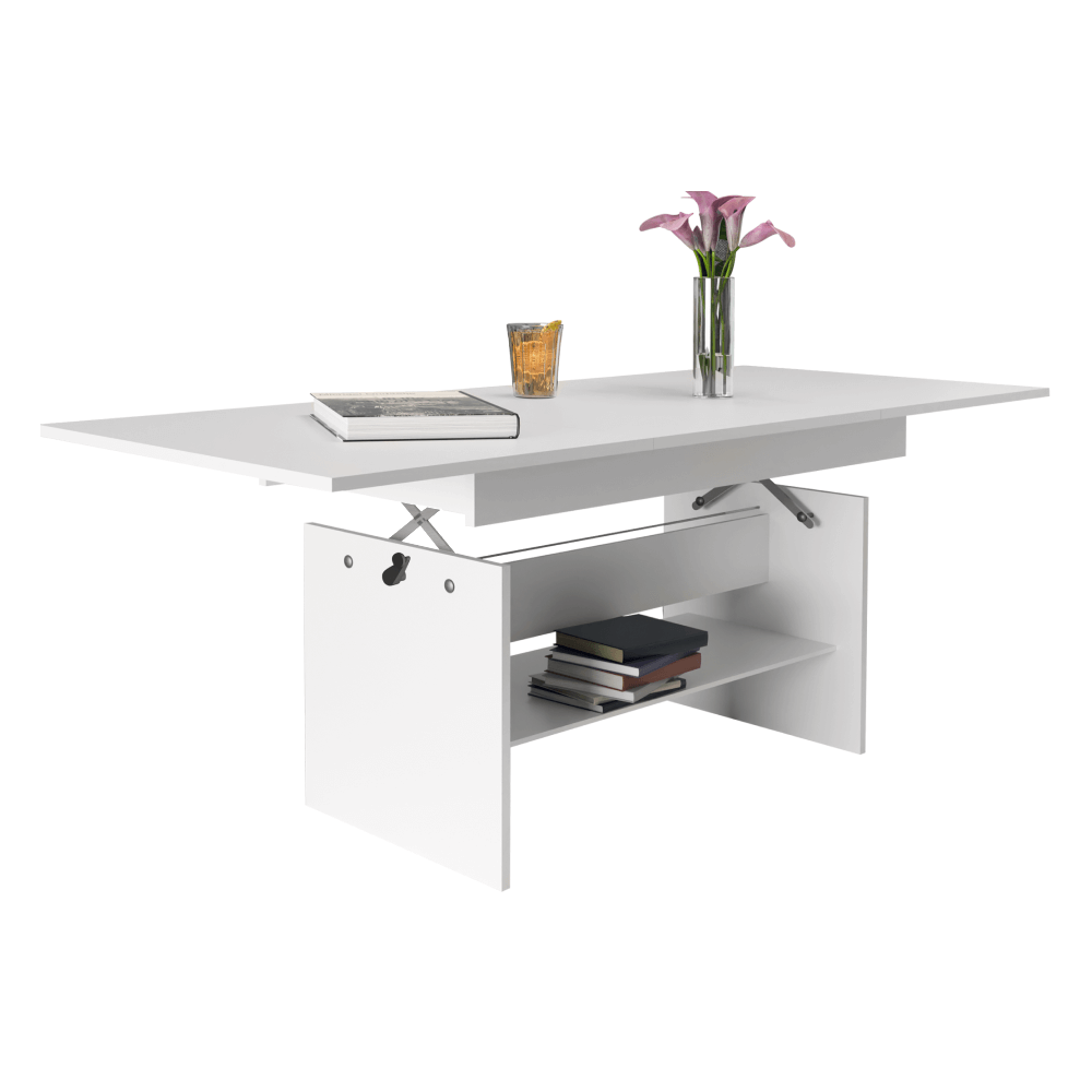 Jedálenský/konferenčný rozkladací stôl, biela, 120/160x70 cm, LAVKO NEW