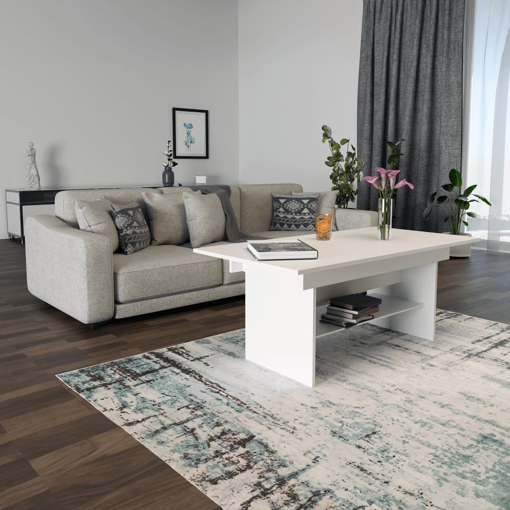 Jedálenský/konferenčný rozkladací stôl, biela, 120/160x70 cm, LAVKO NEW