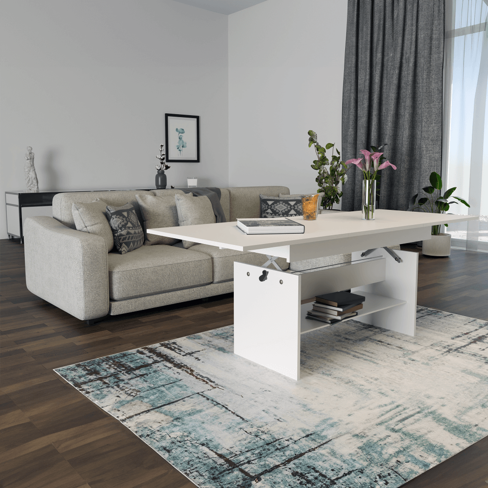 Jedálenský/konferenčný rozkladací stôl, biela, 120/160x70 cm, LAVKO NEW