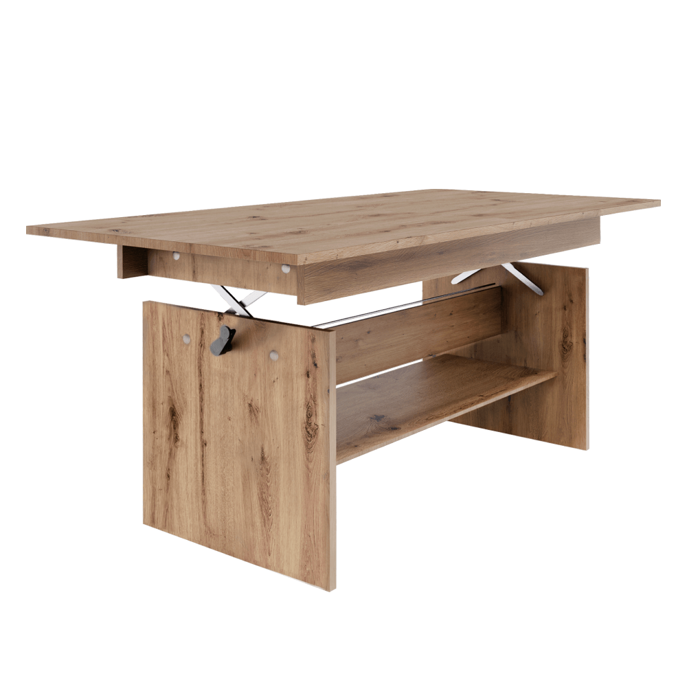 Jedálenský/konferenčný rozkladací stôl, dub artisan, 120/160x70 cm, LAVKO NEW