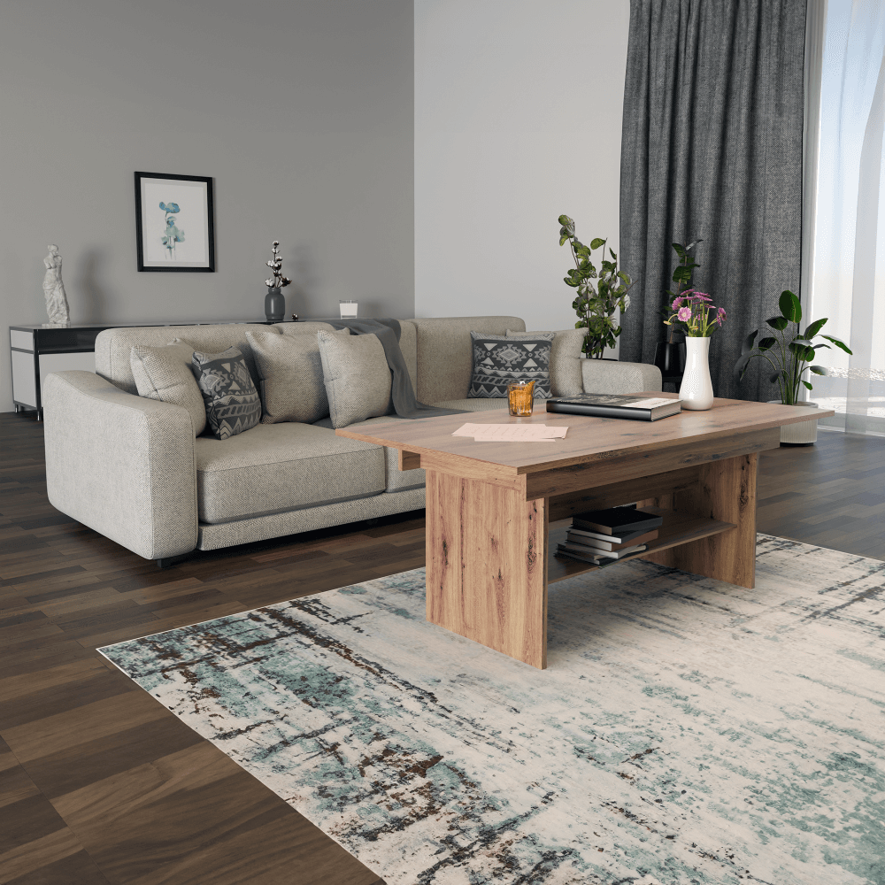 Jedálenský/konferenčný rozkladací stôl, dub artisan, 120/160x70 cm, LAVKO NEW