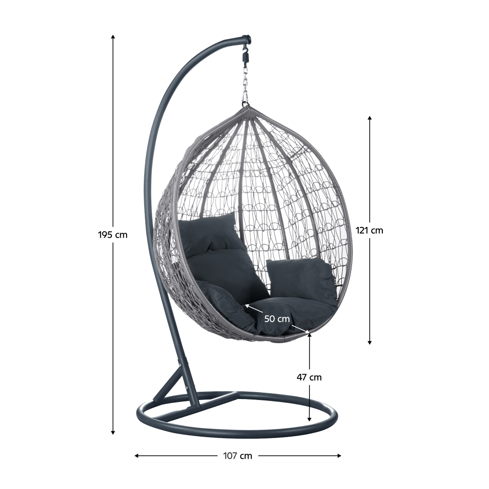 Függőfotel, szürke, NOLEO