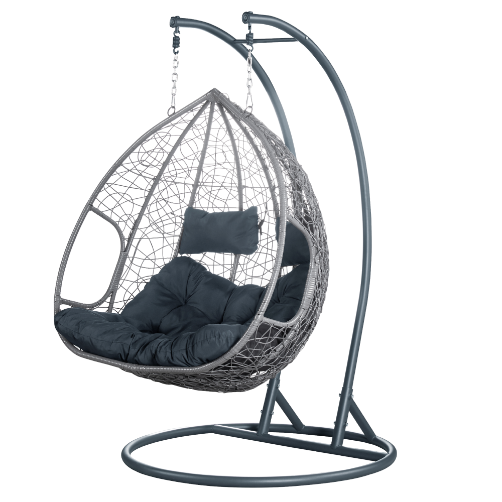 Dupla függőfotel, szürke, DELIA