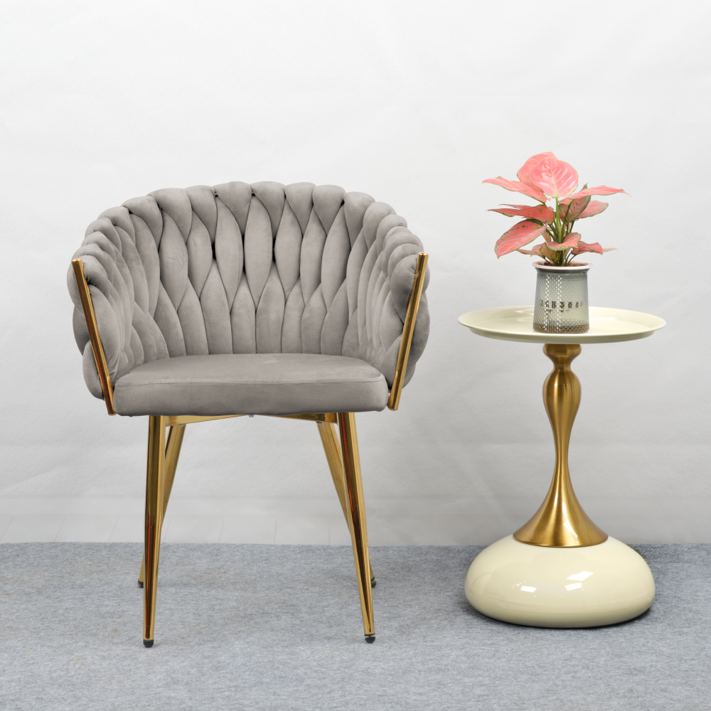 Jedálenské kreslo, sivohnedá Taupe Velvet látka/gold chróm zlatý, DEILA