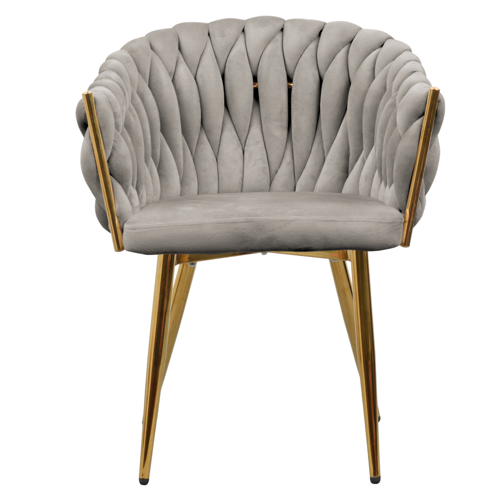 Jedálenské kreslo, sivohnedá Taupe Velvet látka/gold chróm zlatý, DEILA