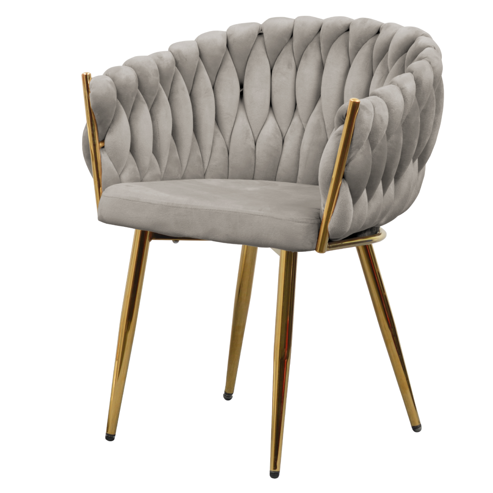 Jedálenské kreslo, sivohnedá Taupe Velvet látka/gold chróm zlatý, DEILA