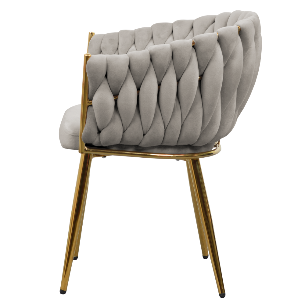 Jedálenské kreslo, sivohnedá Taupe Velvet látka/gold chróm zlatý, DEILA