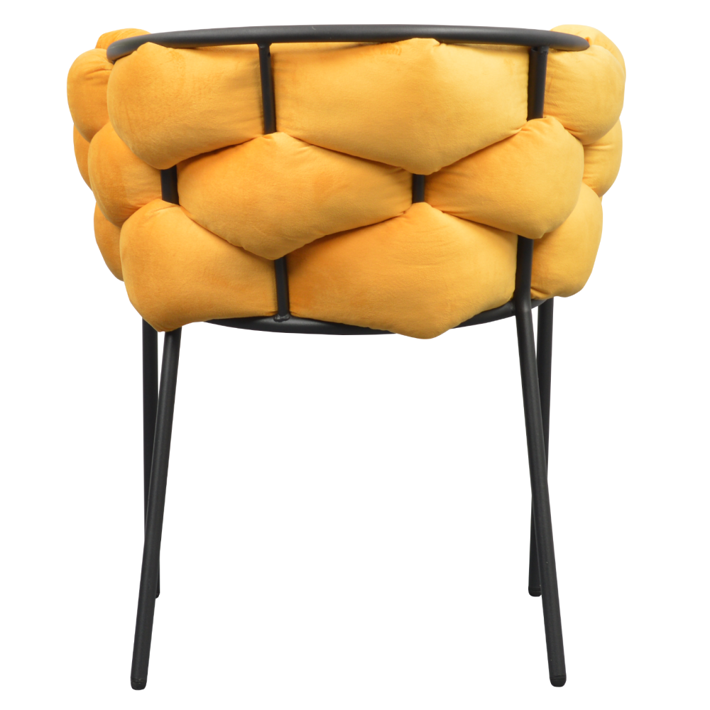Jedálenské kreslo, žltá Velvet látka/čierna, DOROTA